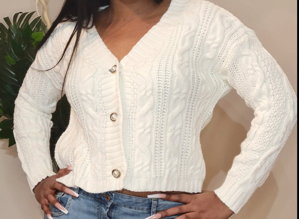 Cable Knit Cropped Cardigan
